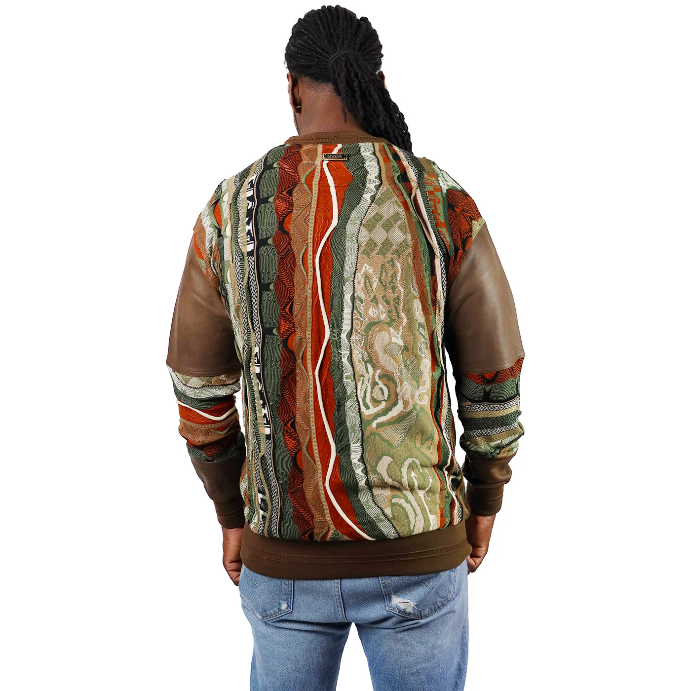 COOGI Leather, Suede and Sweater Pieced Crew - Brown - Image 3