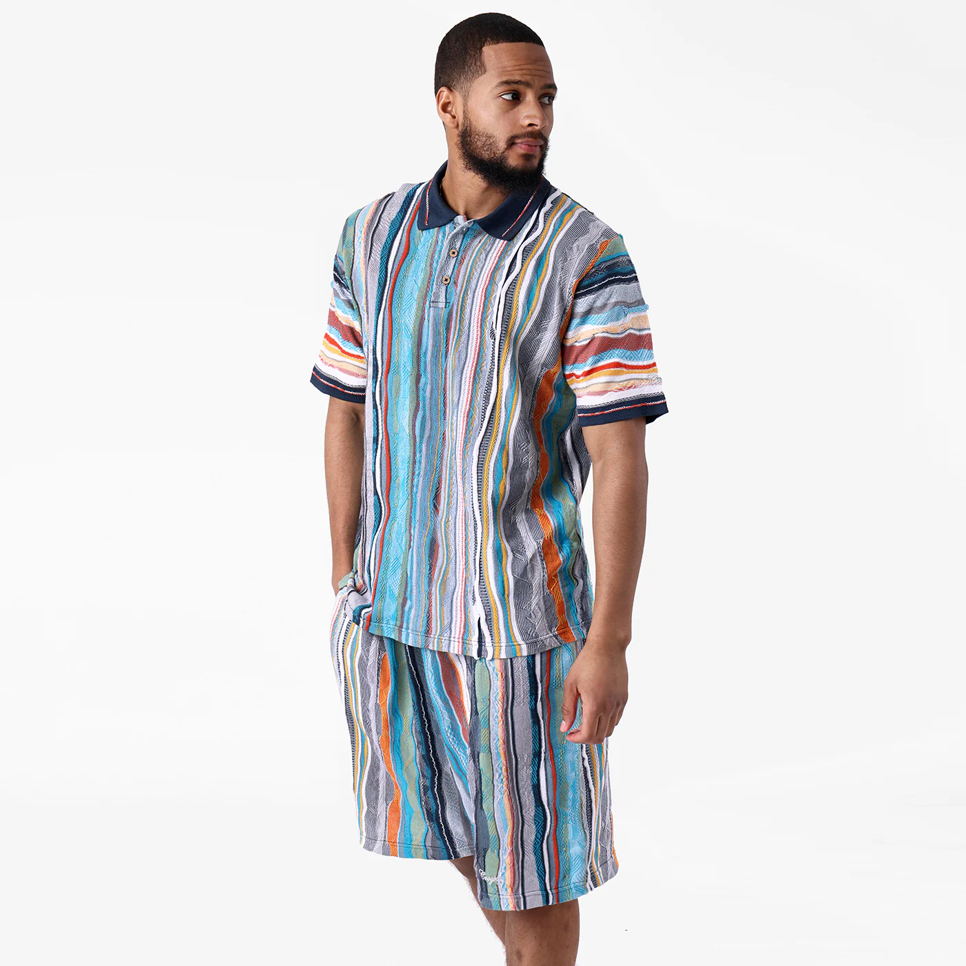 COOGI Light Weight Sweater Knit Shorts in Blue and Gray - Image 5
