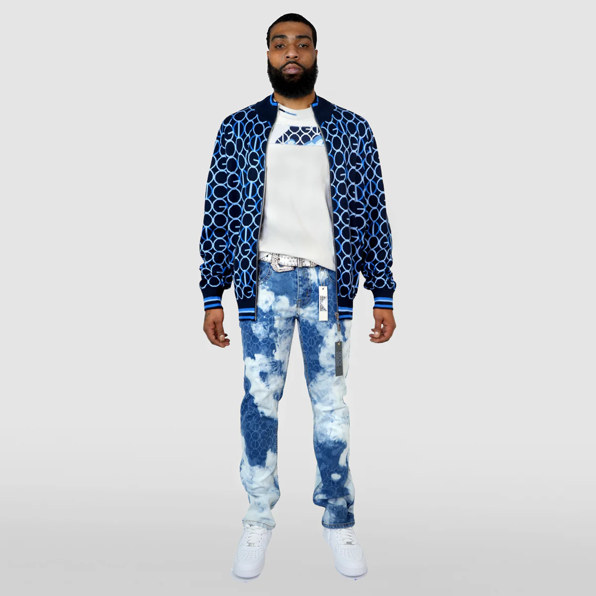 COOGI LINK (MIXED-MEDIA SWEATER PIECED) DENIM JEANS - Image 6