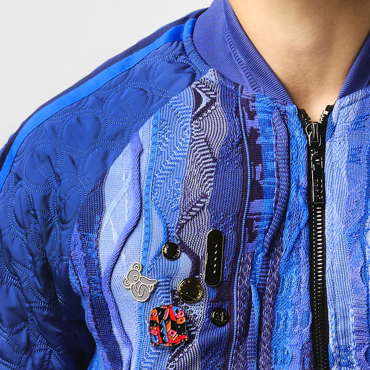 COOGI Sweater Patched Jacket - Blue - Image 3