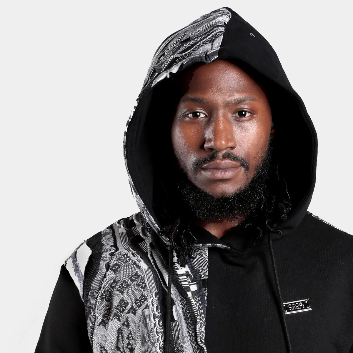 COOGI Sweater Pieced Fleece Hoody - Black - Image 3