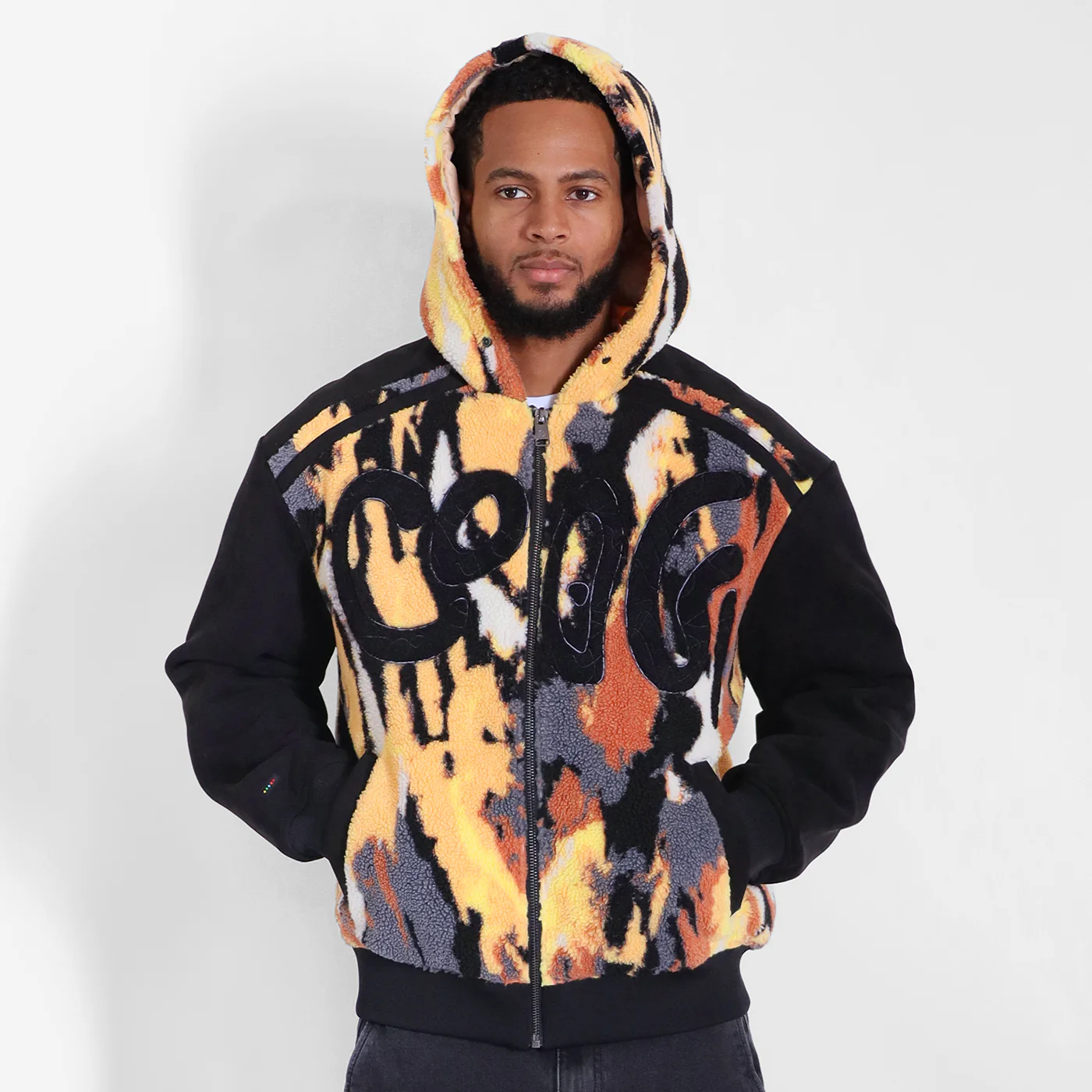 New - COOGI Intarsia Full-Zip Sherpa Hoody - Oversized - Image 3