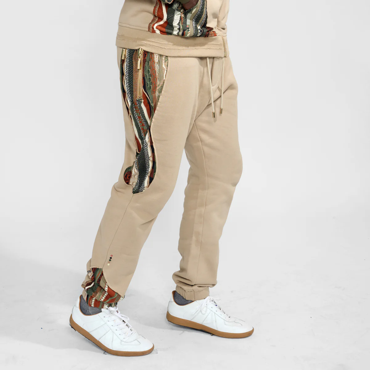COOGI Sweater Pieced Fleece Jogger - Khaki - Image 2