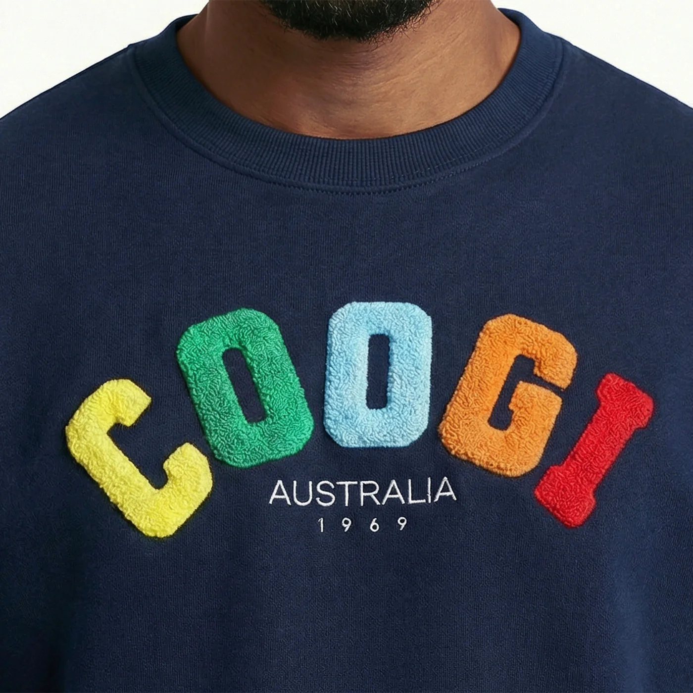 New - COOGI  - Block Logo Crew - Oversized - Navy: COOGI Crown Reserve HeavyLuxe Fleece - Image 4