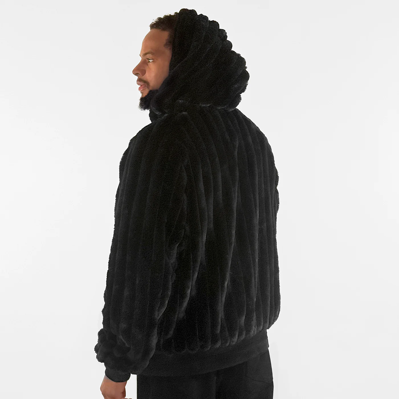 New - COOGI Faux Fur Full Zip Hoody - Black - Image 3