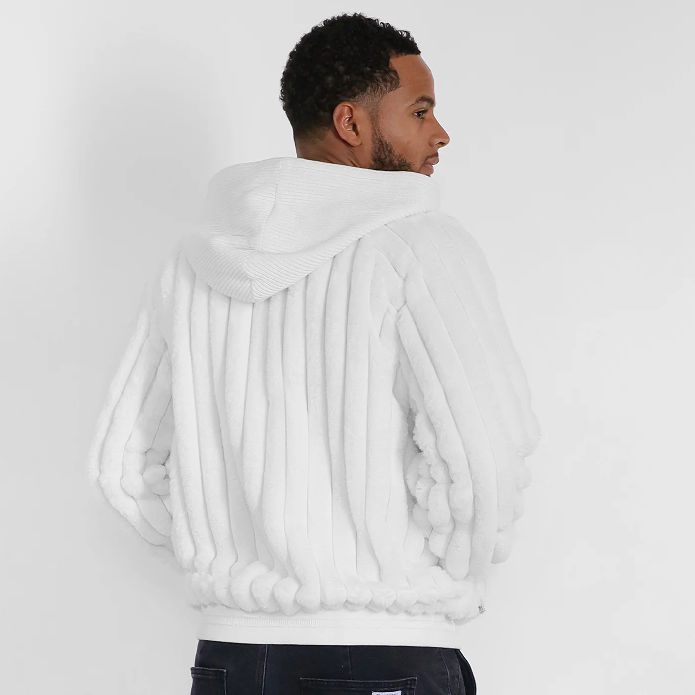 New - COOGI Faux Fur Full Zip Hoody - Bone - Image 3