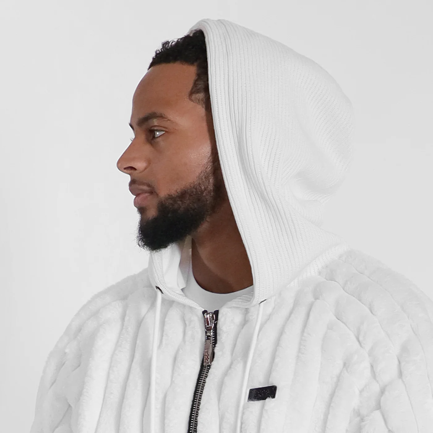 New - COOGI Faux Fur Full Zip Hoody - Bone - Image 4