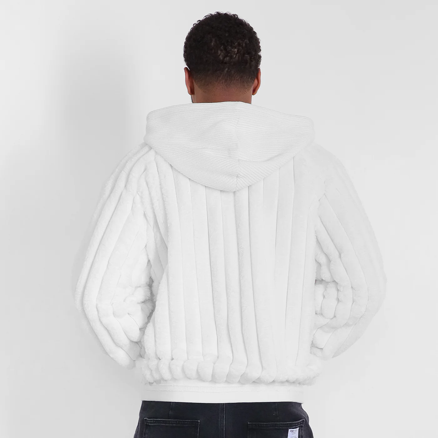 New - COOGI Faux Fur Full Zip Hoody - Bone - Image 5