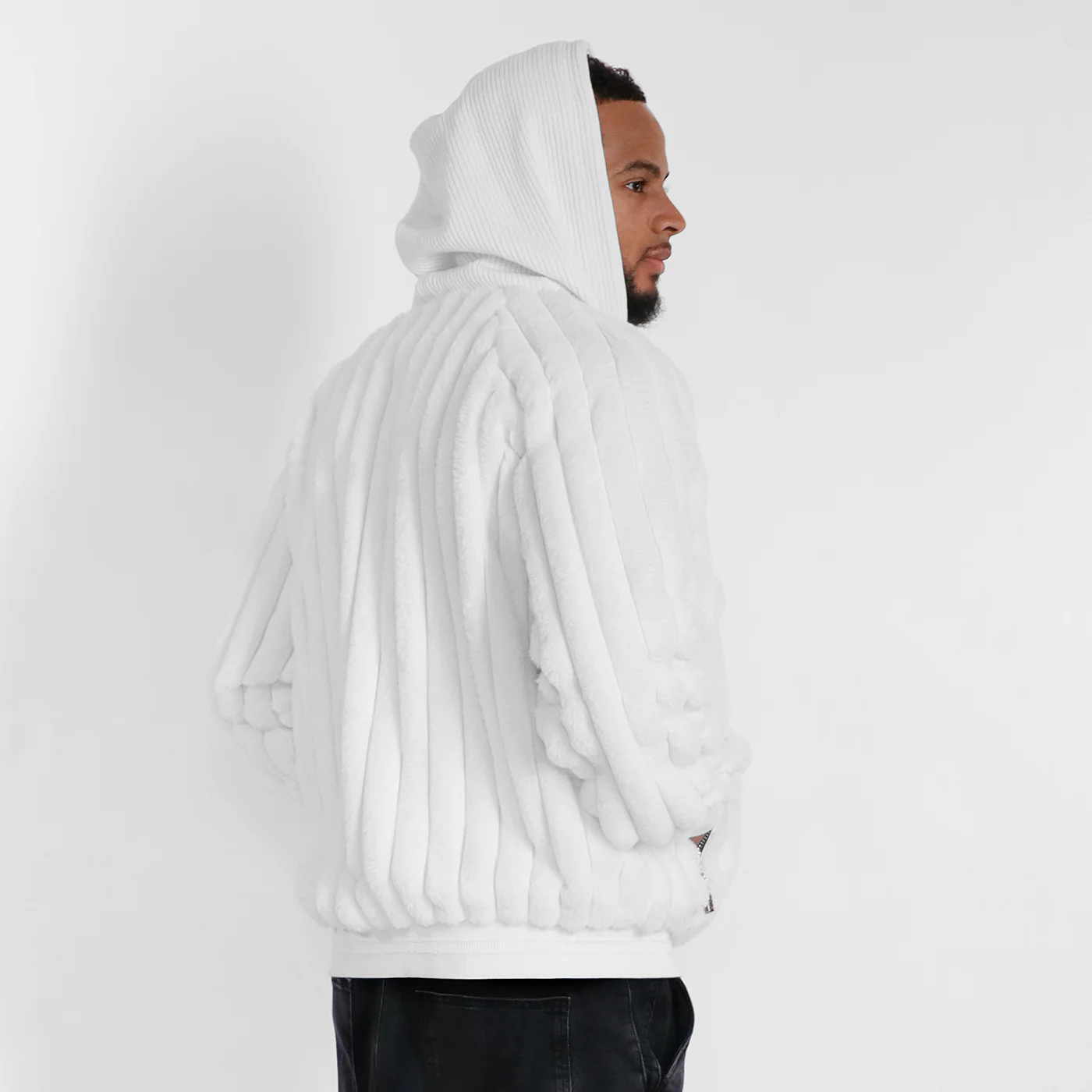 New - COOGI Faux Fur Full Zip Hoody - Bone - Image 6