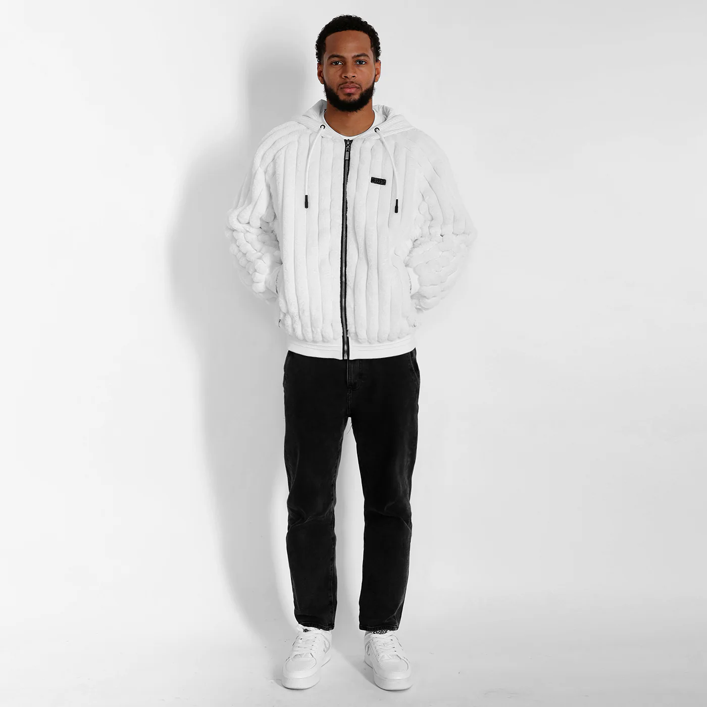 New - COOGI Faux Fur Full Zip Hoody - Bone - Image 7
