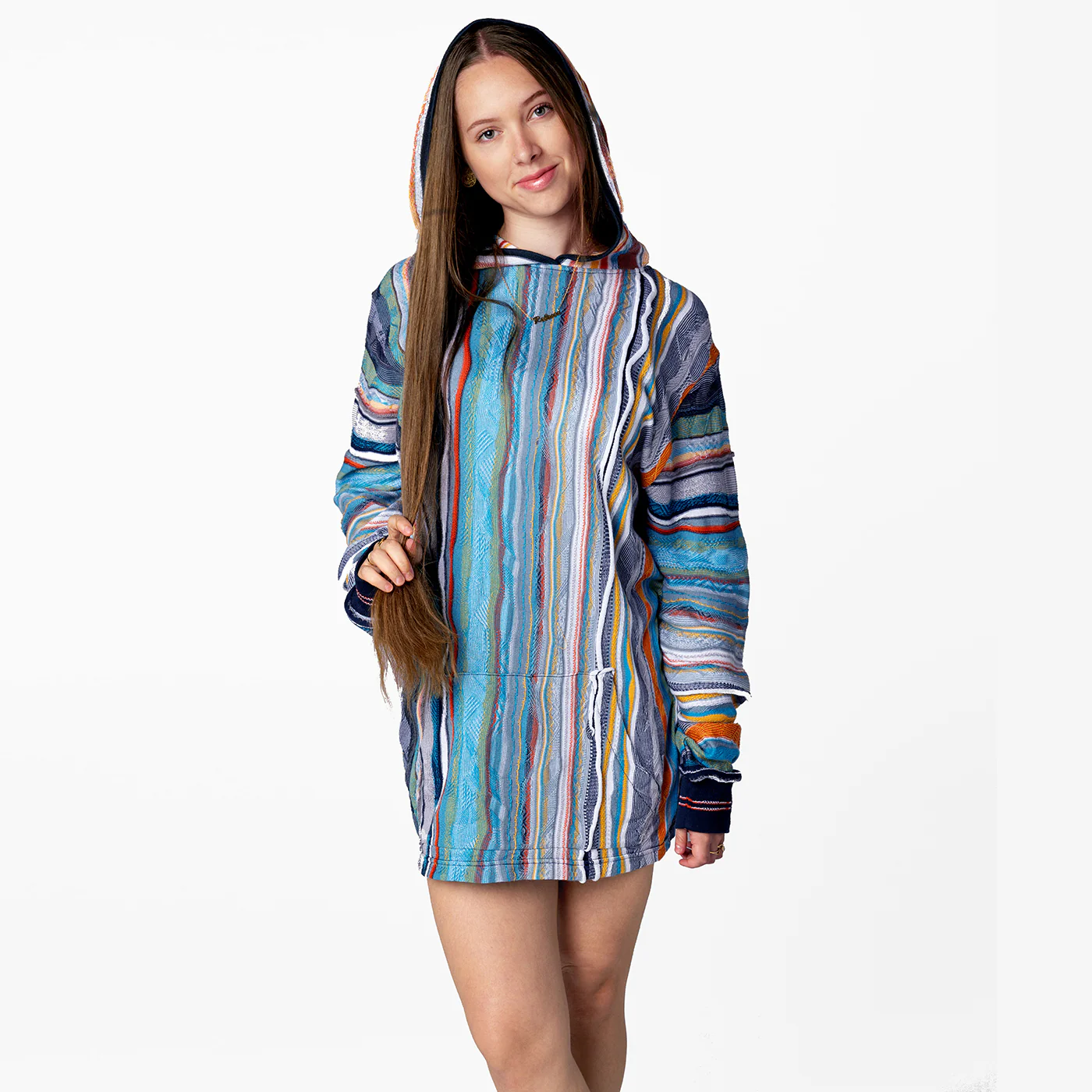 New - COOGI Light Weight Sweater Knit Hoody in Blue and Gray - Image 8