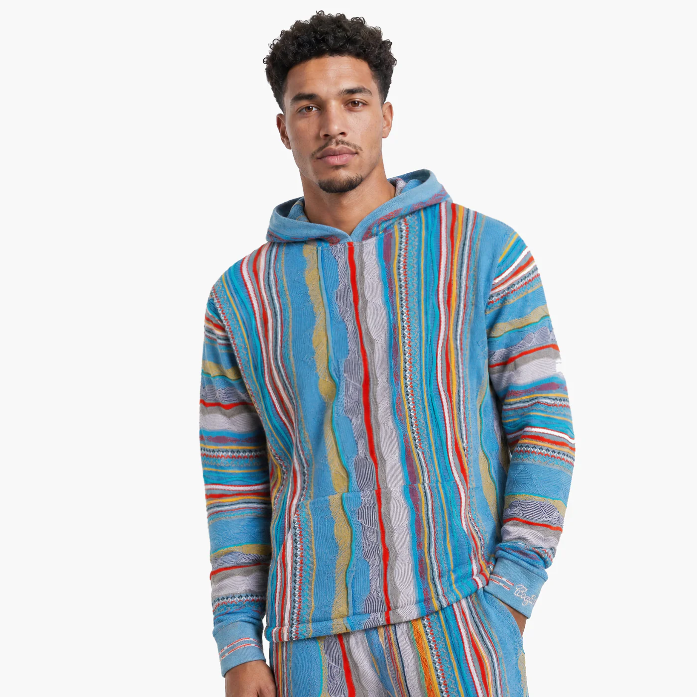 New - COOGI Light Weight Sweater Knit Hoody in Gray and Blue - Image 2