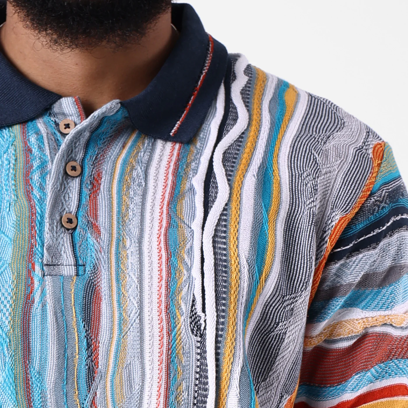 New - COOGI Light Weight Sweater Knit  Polo in Blue and Gray - Image 6
