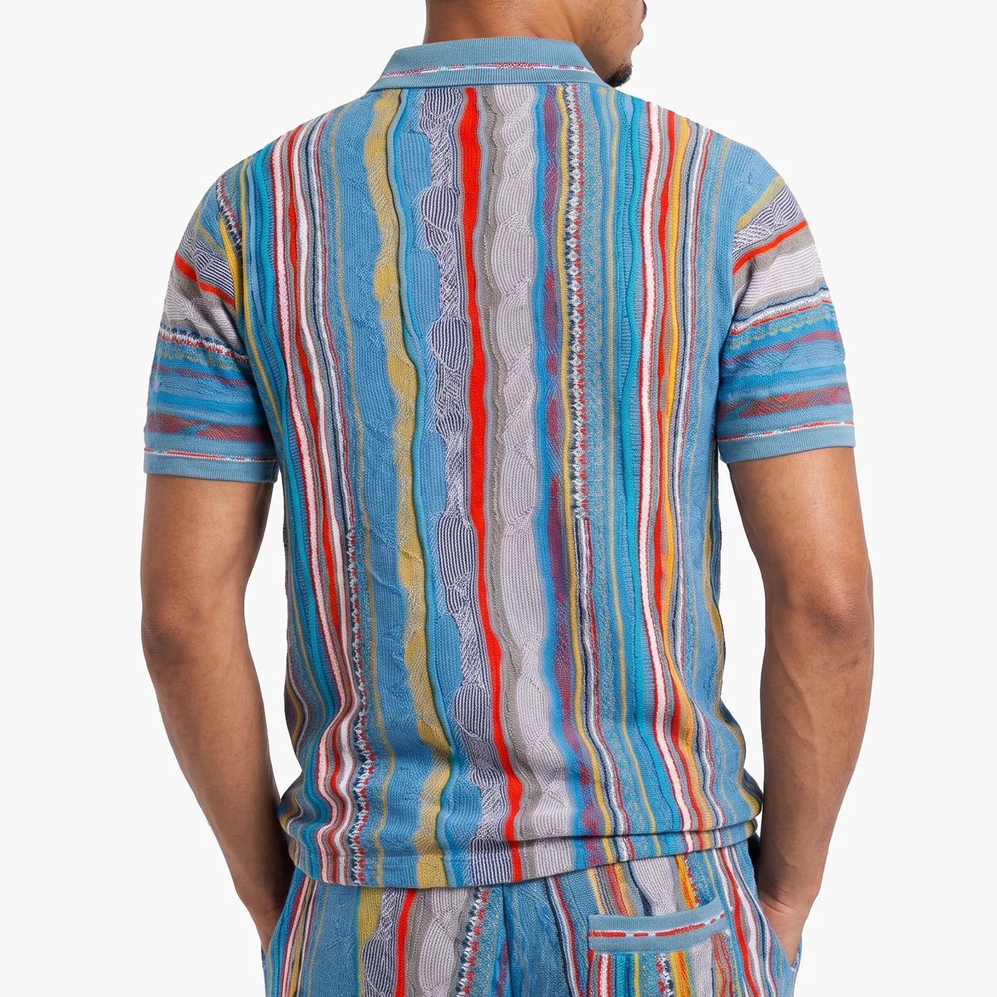 New - COOGI Light Weight Sweater Knit Polo in Gray and Blue - Image 3