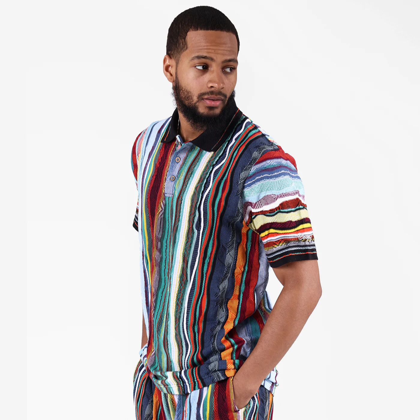 New - COOGI Light Weight Sweater Knit Polo in Jade Black - Image 3