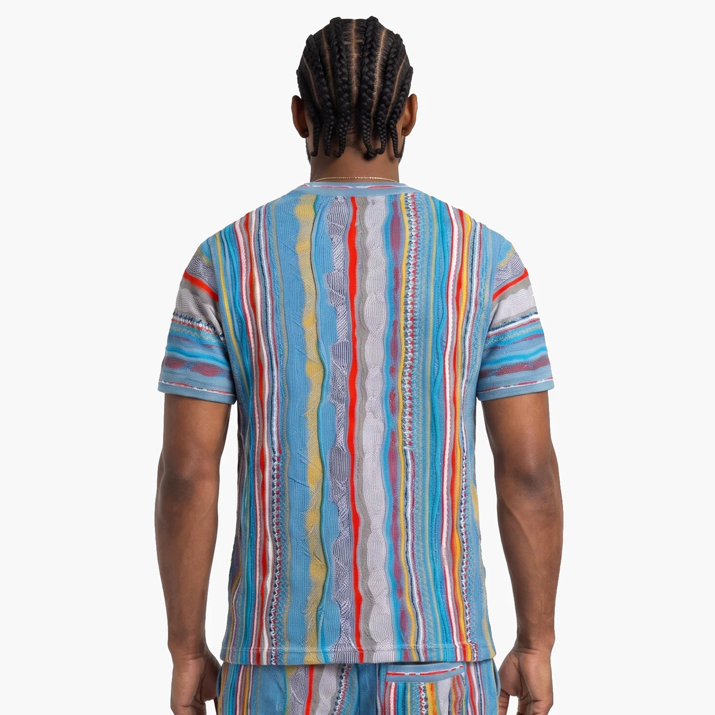 New - COOGI Light Weight Sweater Knit Tee in Gray and Blue - Image 3