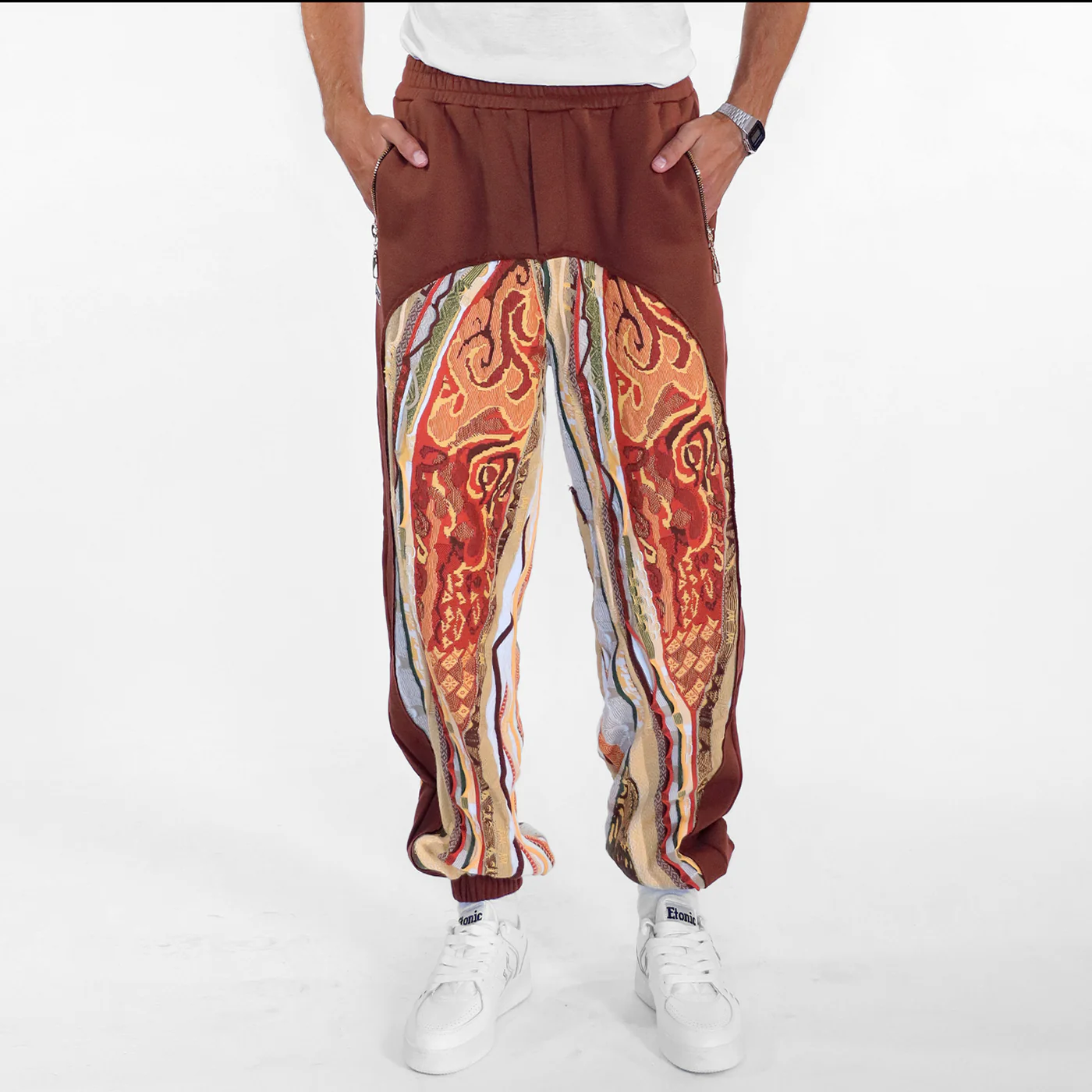 New - COOGI Sweater Pieced Fleece Jogger in Brown - Image 2