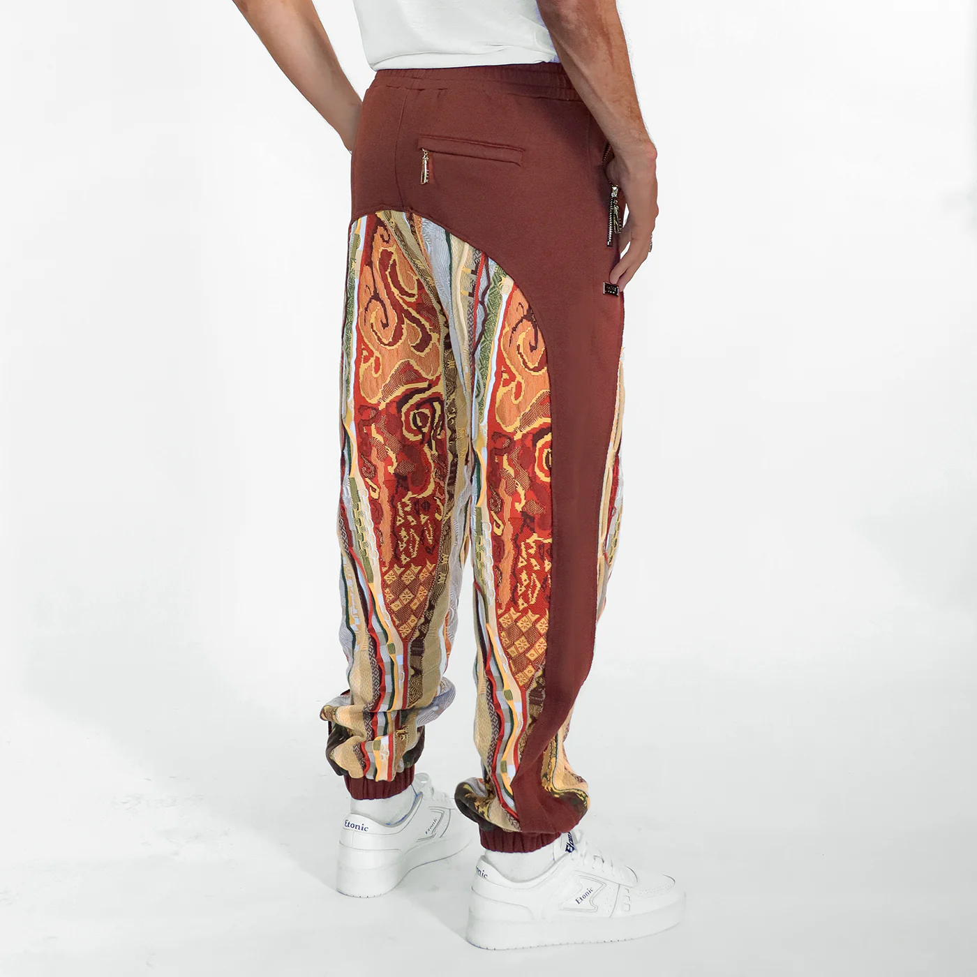 New - COOGI Sweater Pieced Fleece Jogger in Brown - Image 3