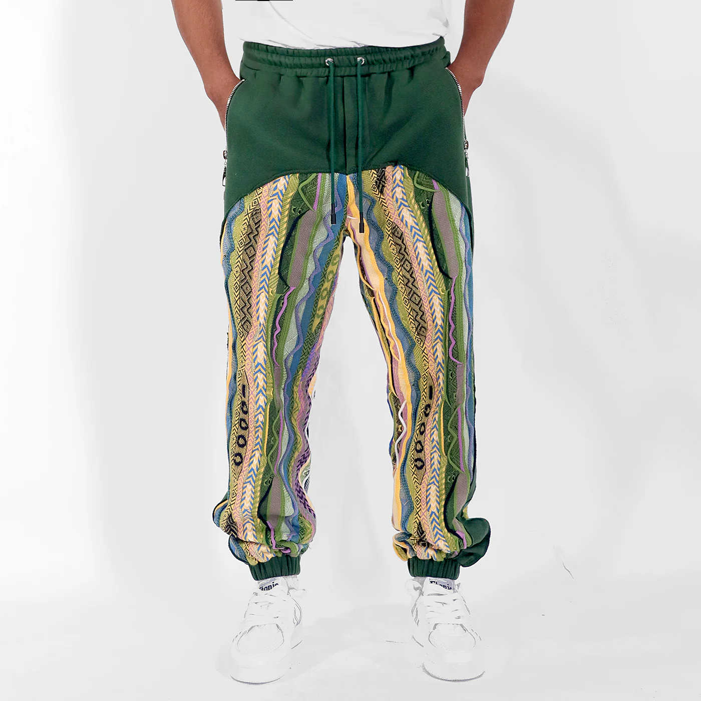 New - COOGI Sweater Pieced Fleece Jogger in Green - Image 2