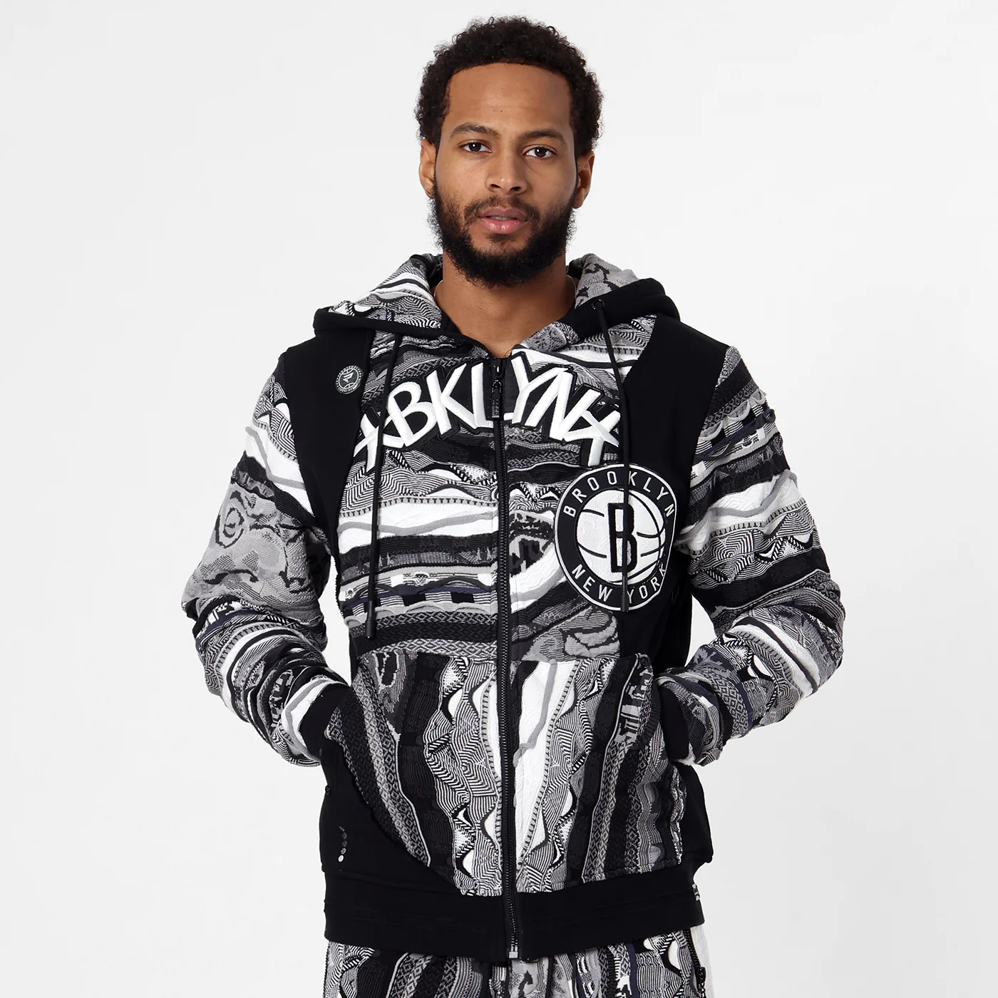 New - COOGI X NBA X Protege -  Brooklyn Nets Full Zip Hoody - Image 2