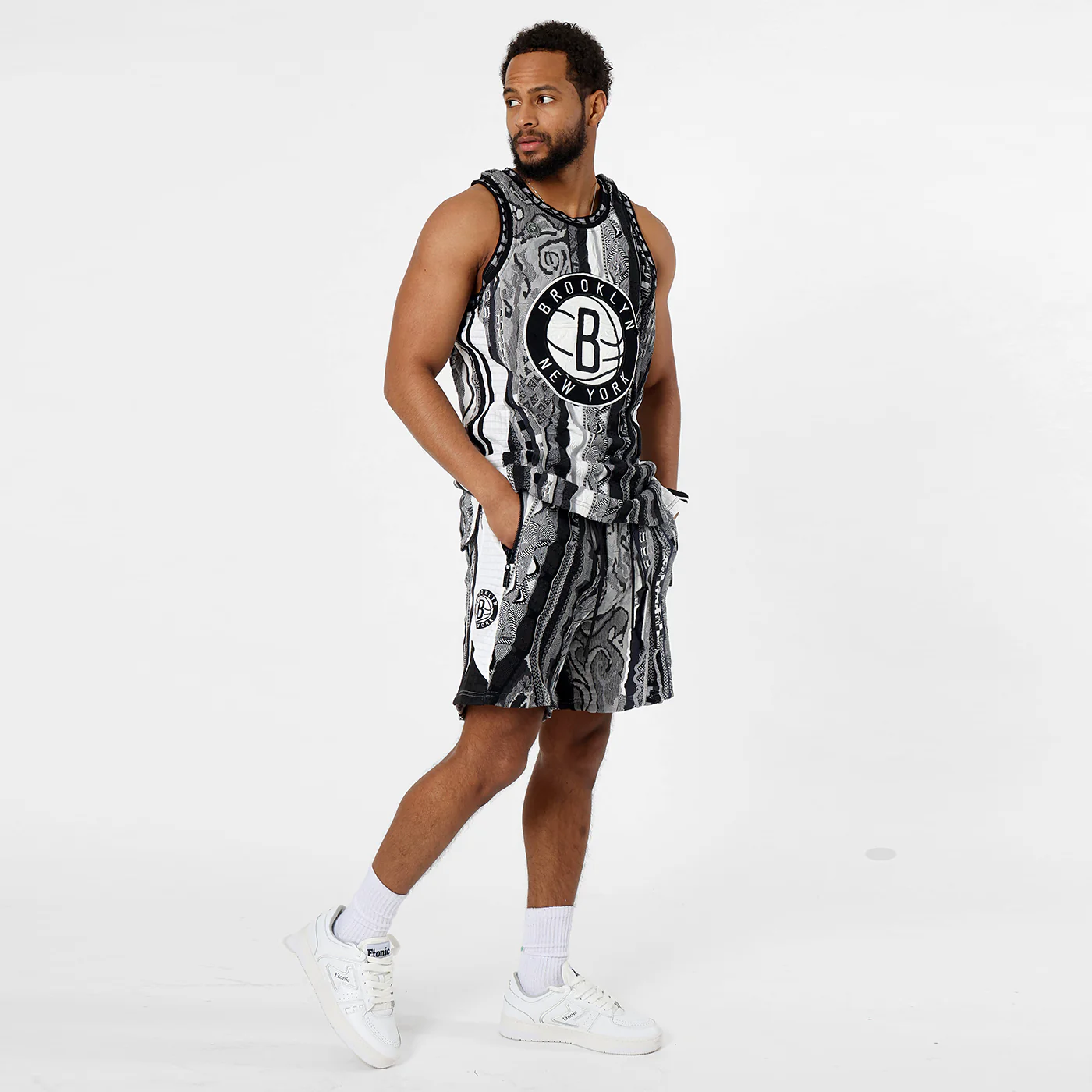 New - COOGI X NBA X Protege - Brooklyn Nets Sweater Knit Basketball Shorts - Image 6
