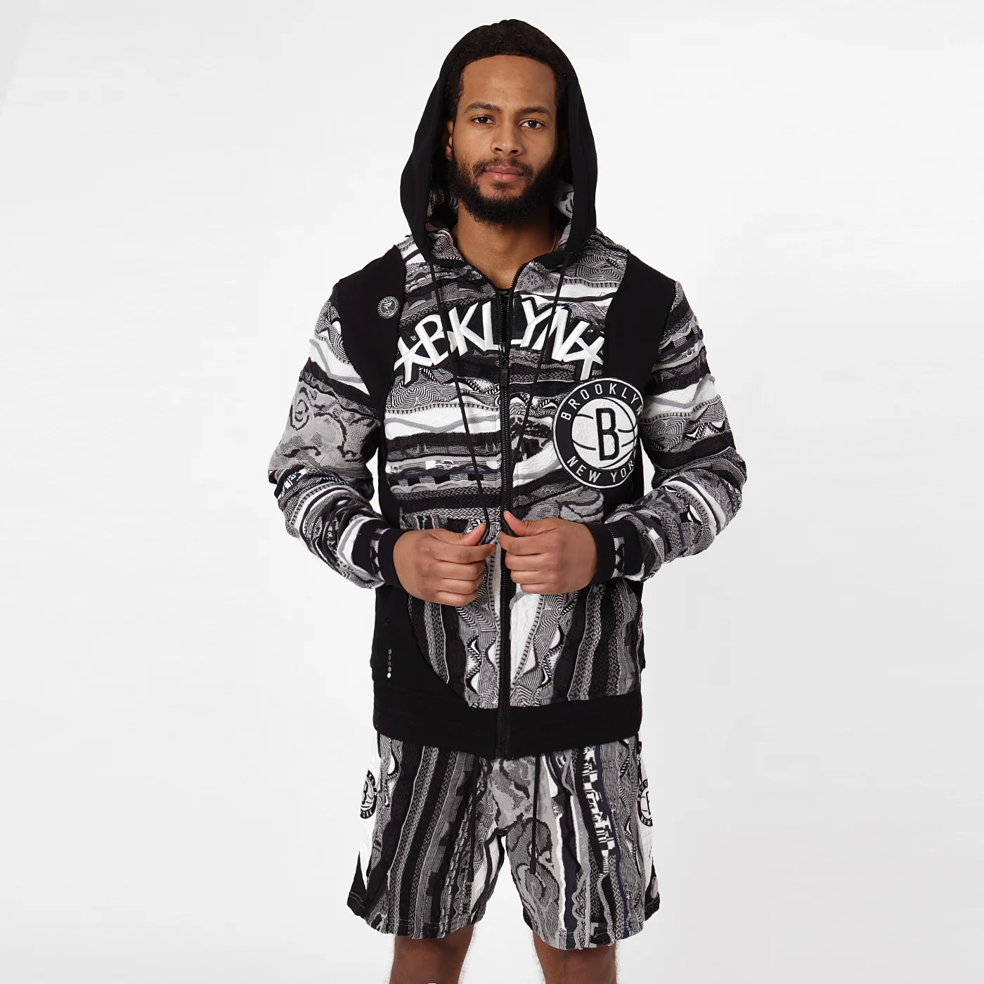 New - COOGI X NBA X Protege - Brooklyn Nets Sweater Knit Basketball Shorts - Image 7