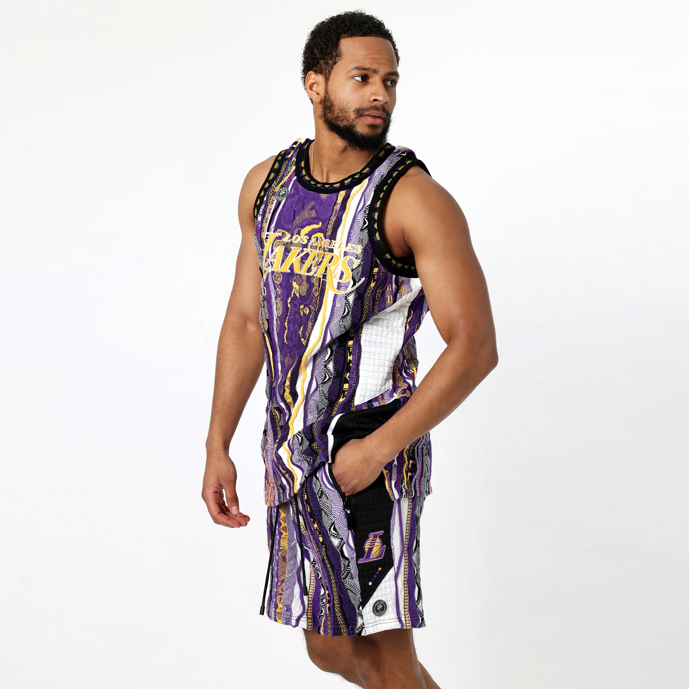 New - COOGI X NBA X Protege - Lakers Sweater Knit Basketball Shorts - Image 7