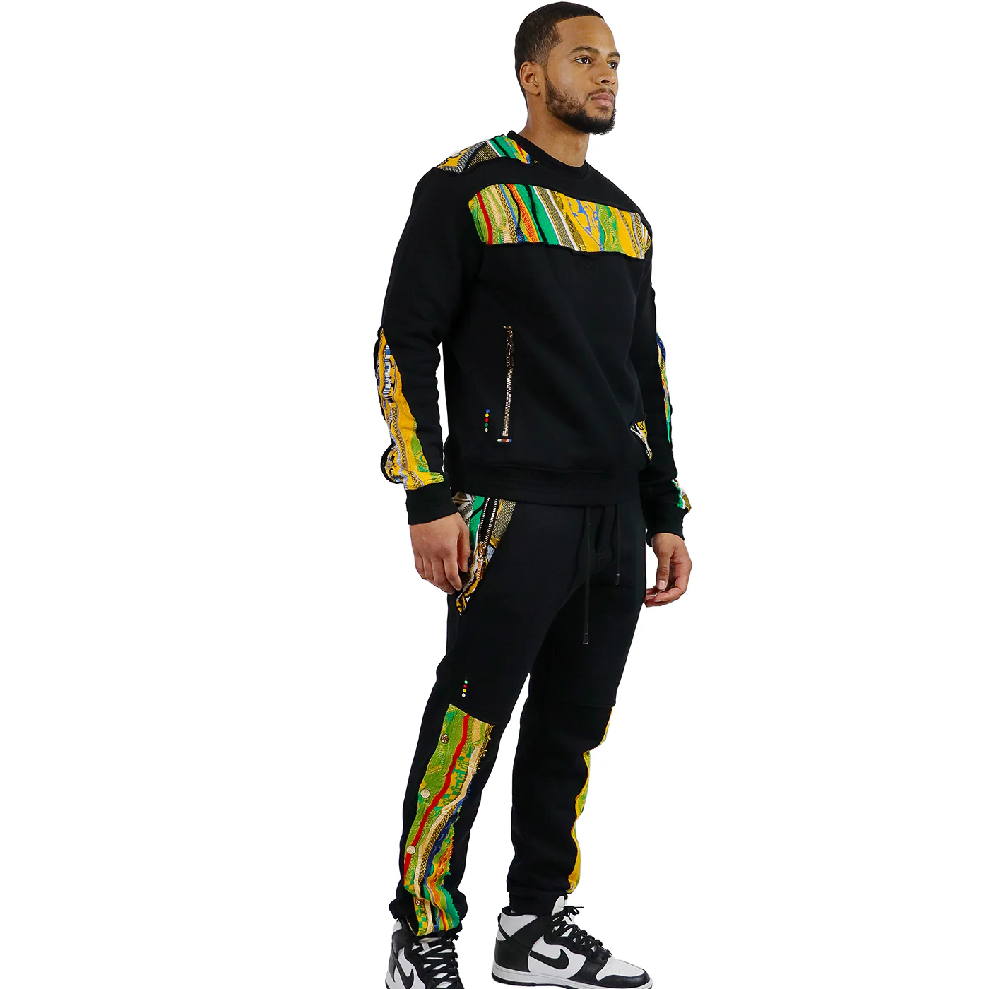 COOGI Sweater Pieced Fleece Jogger - Black - Image 3
