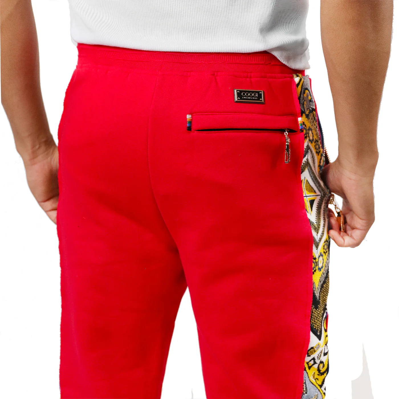 COOGI Sweater Pieced Fleece Jogger - Red - Image 4