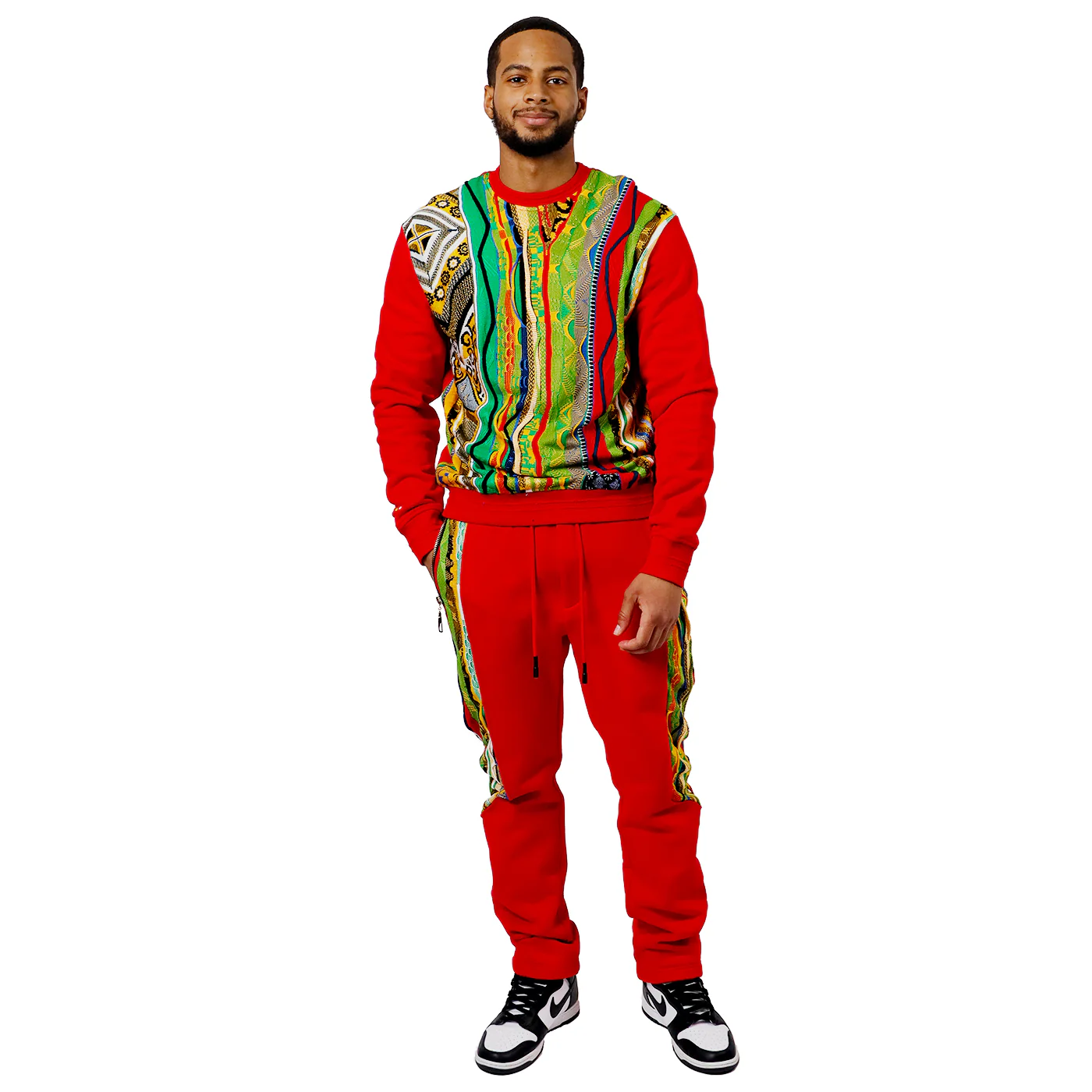 COOGI Sweater Pieced Fleece Jogger - Red - Image 5