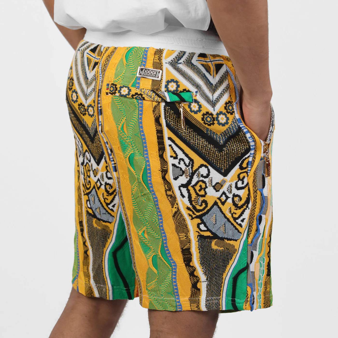 Sweater Pieced Fleece Shorts - Gold - Image 3