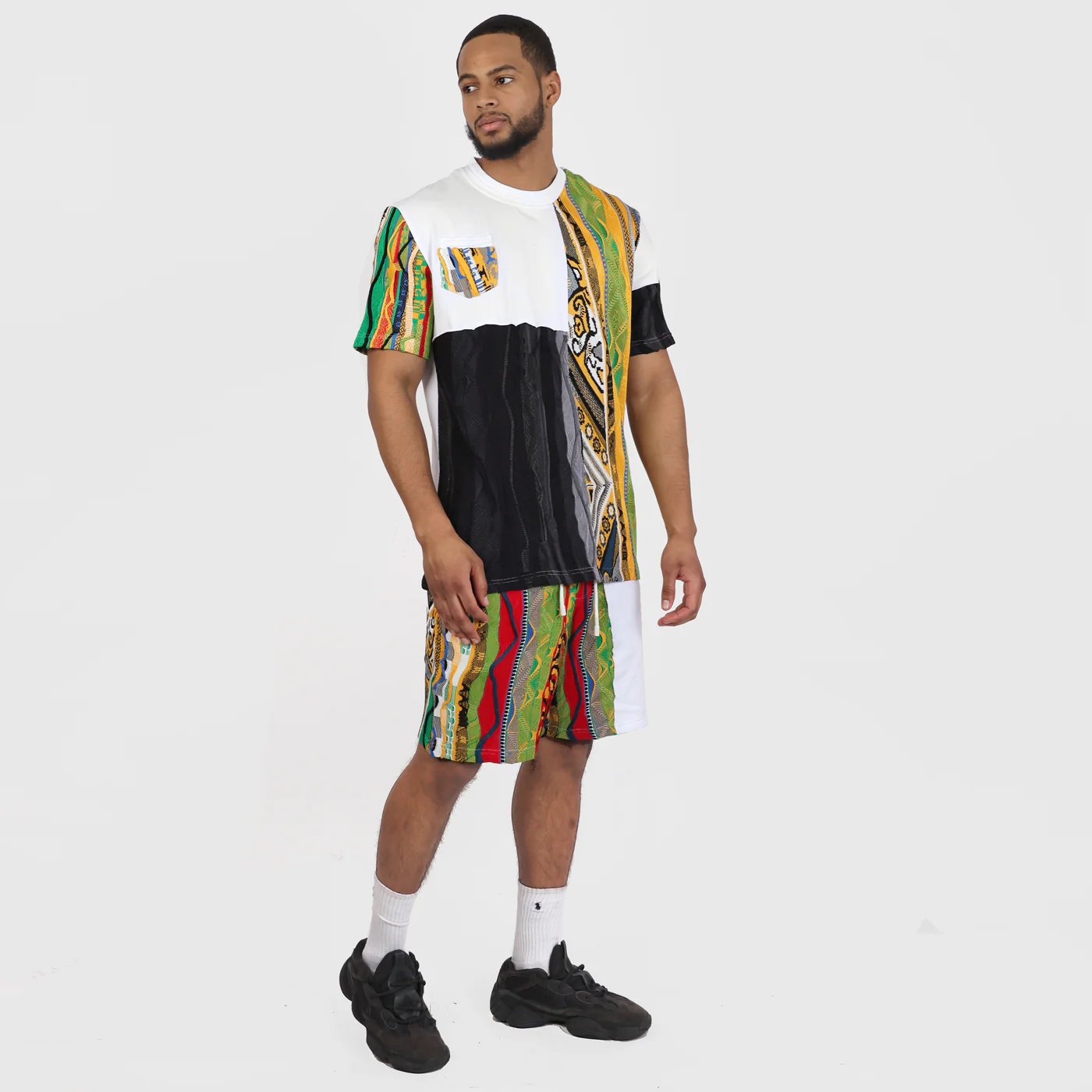 Sweater Pieced Fleece Shorts - Gold - Image 5