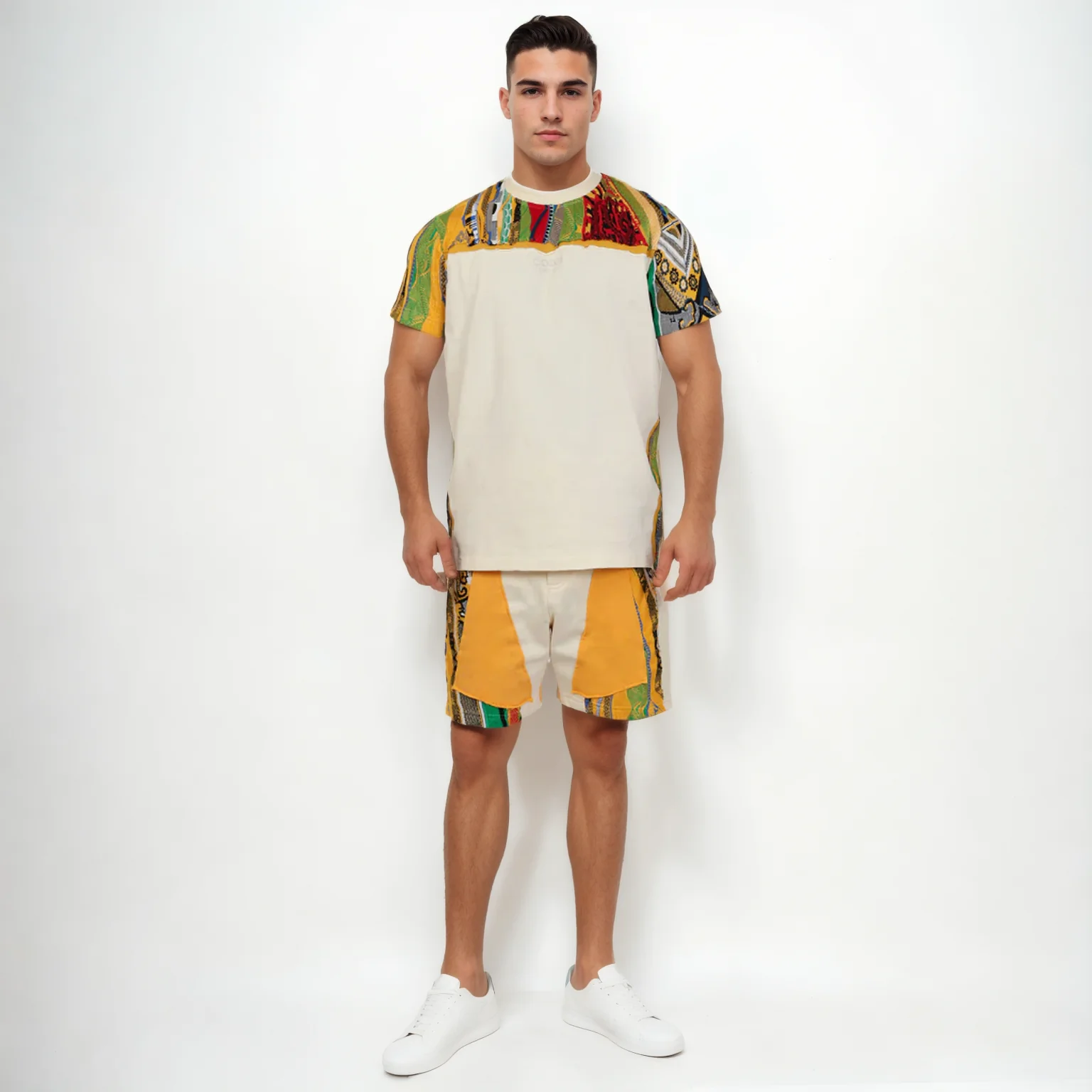 Sweater Pieced Fleece Shorts - Ivory - Image 4